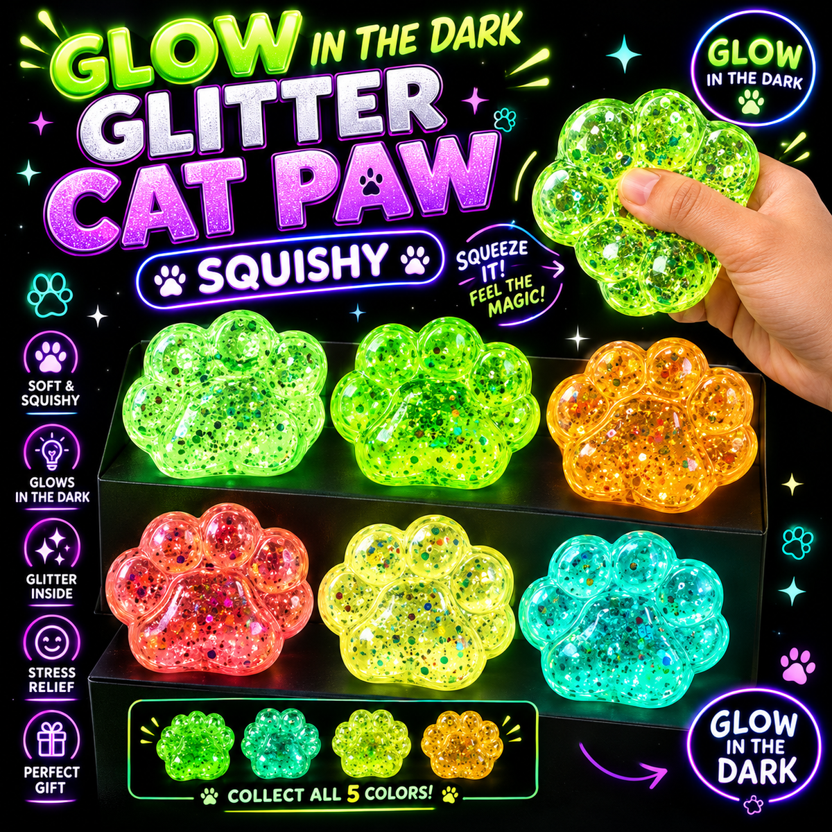 Maltose Glow In Dark Cat Paw