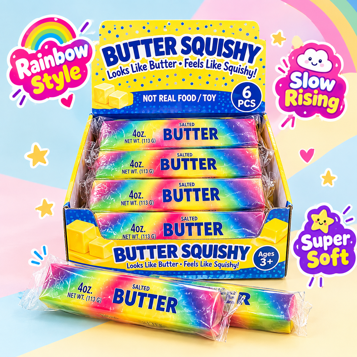 Rainbow Butter Stick Squishy 13cm