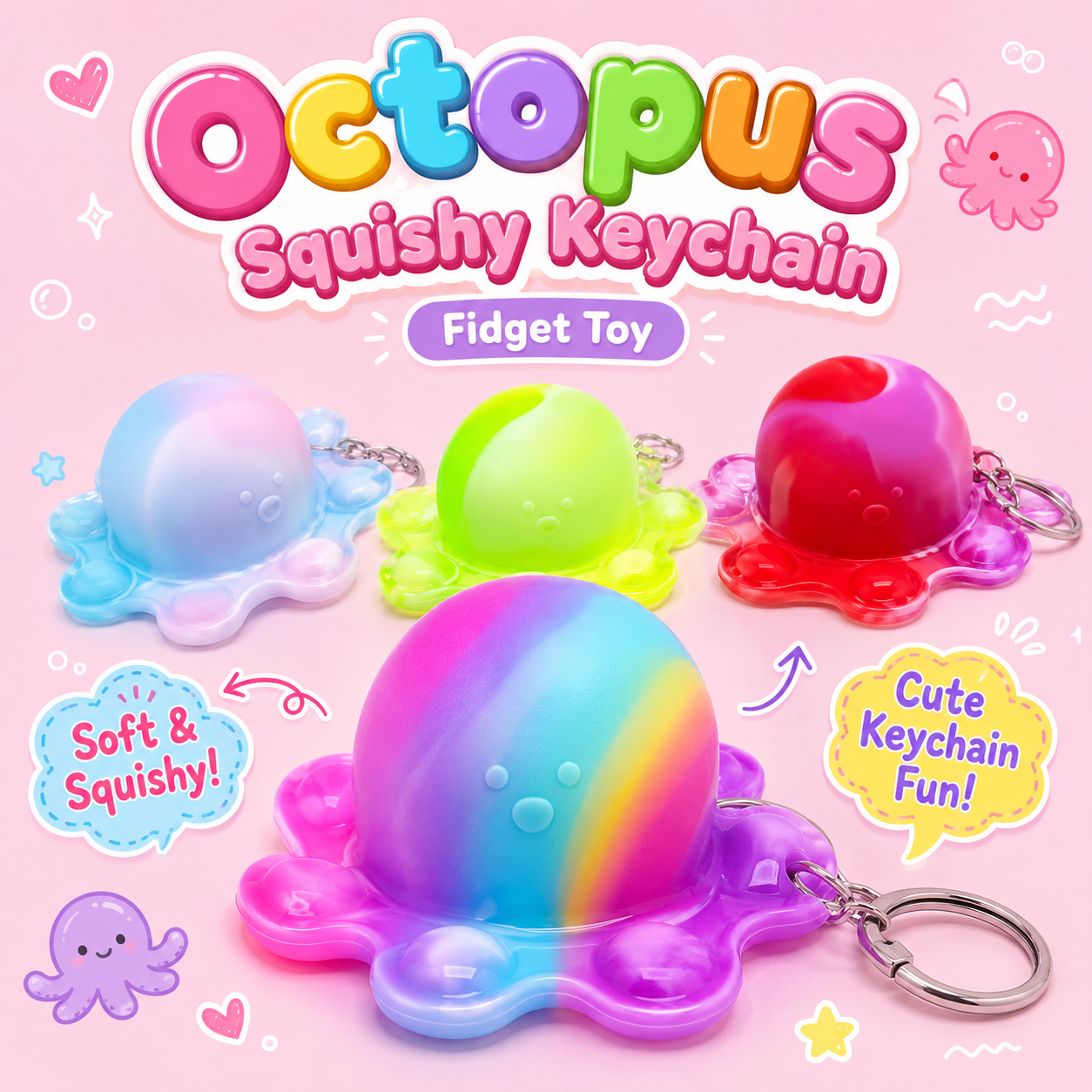 Pop-Up Octopus Keychain Toy