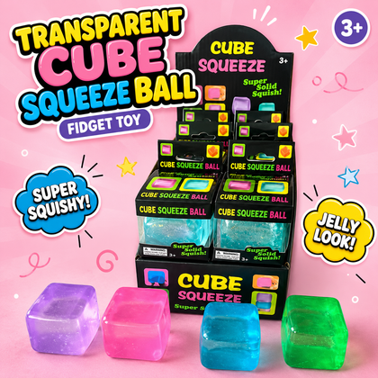 Transparent Cube Squeeze Ball