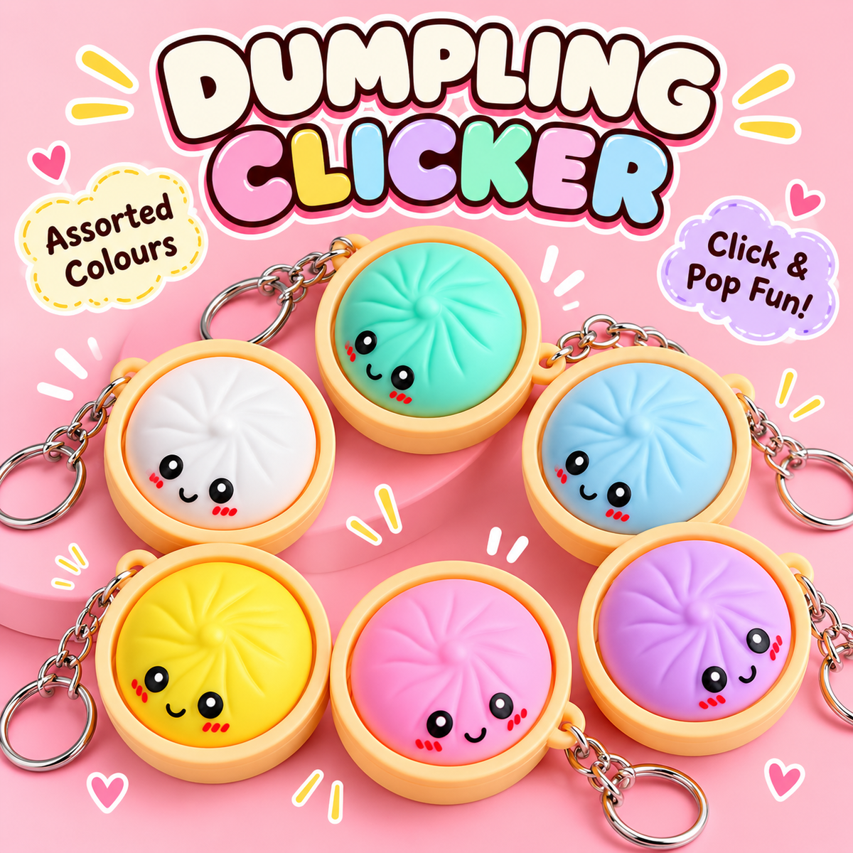 Dumpling Clicker assorted colour keychain fidget toys