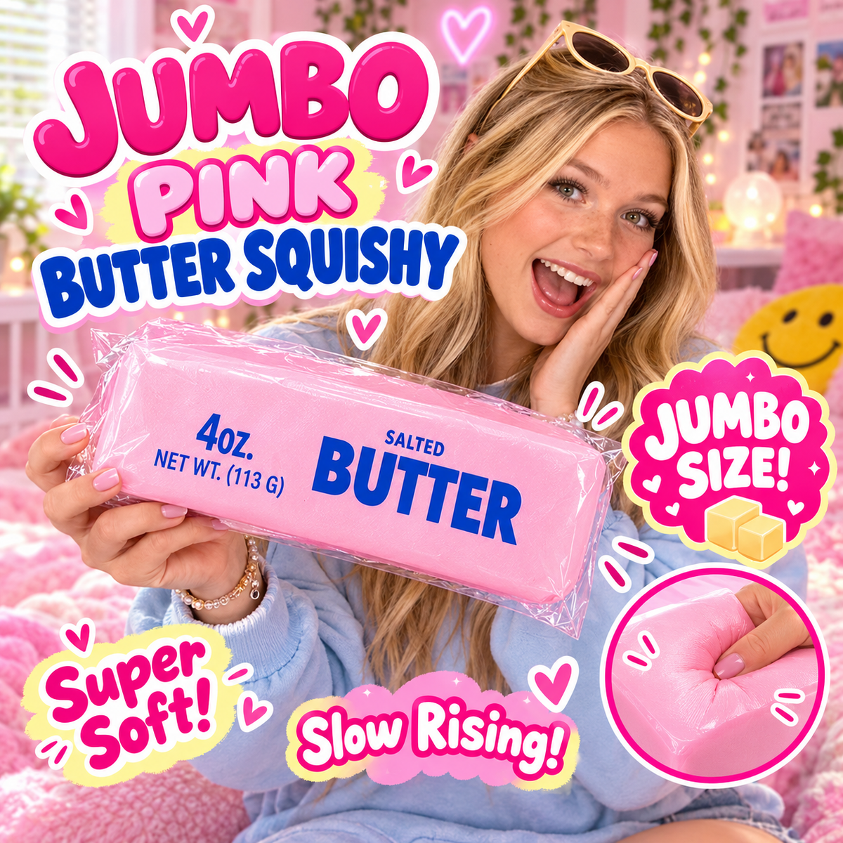 Jumbo Pink Butter Squishy lifestyle image